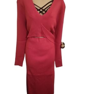 HOTT PINK LONG SLEEVE PEEK A BOO SWEATHER DRESS SIZE 3X